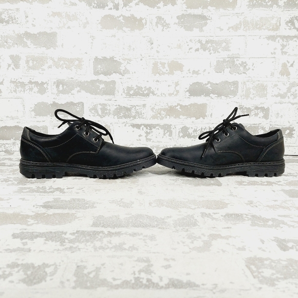 NEW Rockport Black Logo Waterproof Lace Up Casual Derby Oxfords O247